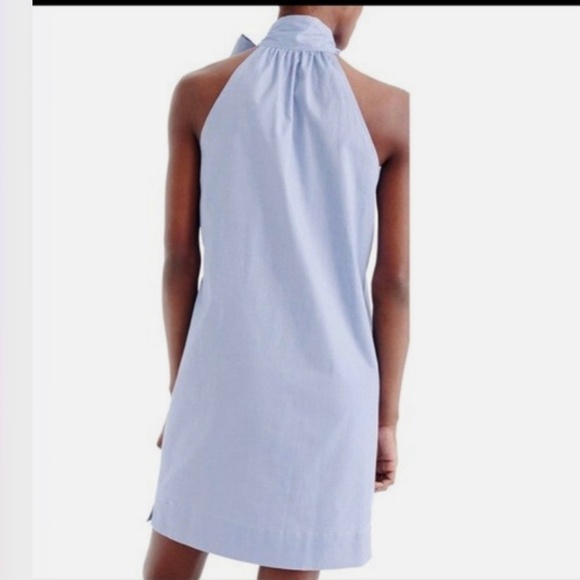 J. Crew Women's Oxfod Cotton Tie Neck Dress Size 12 Periwinkle-Blue - Picture 3 of 15